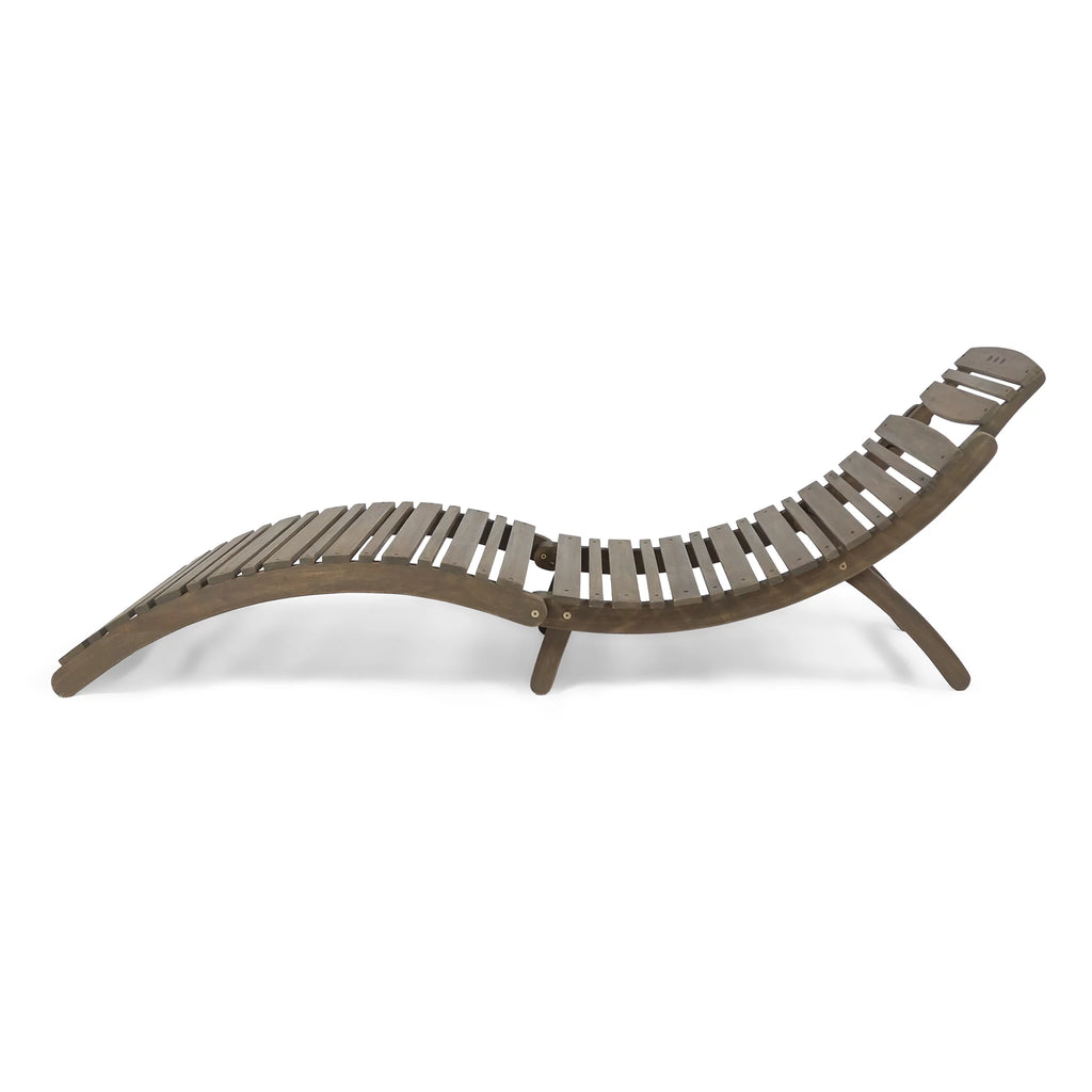 Gray Acacia Wood Foldable Chaise Lounge L4500