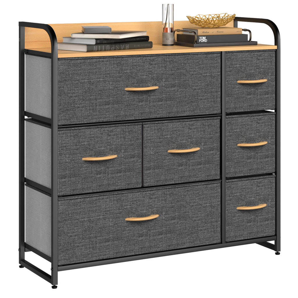 Light Gray 7 Drawer Fabric Dresser A8967