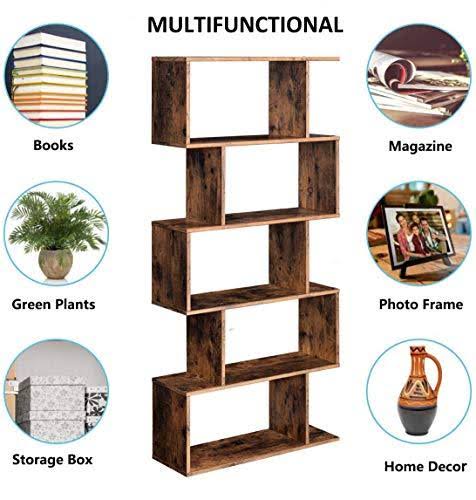 5 Tier S-Shaped Wood Bookcase P339