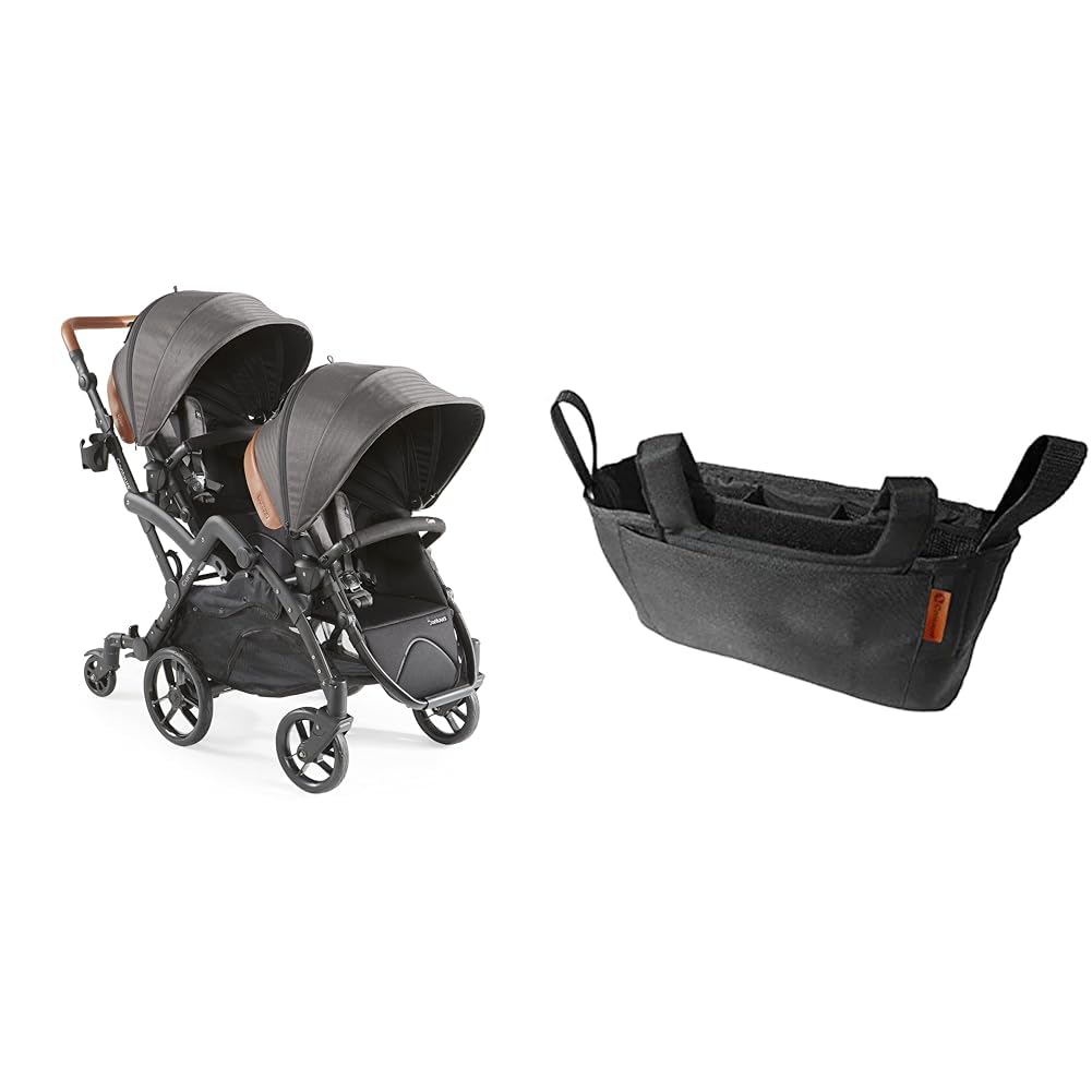 Black Herringbone Convertible Tandem Double Stroller C219540