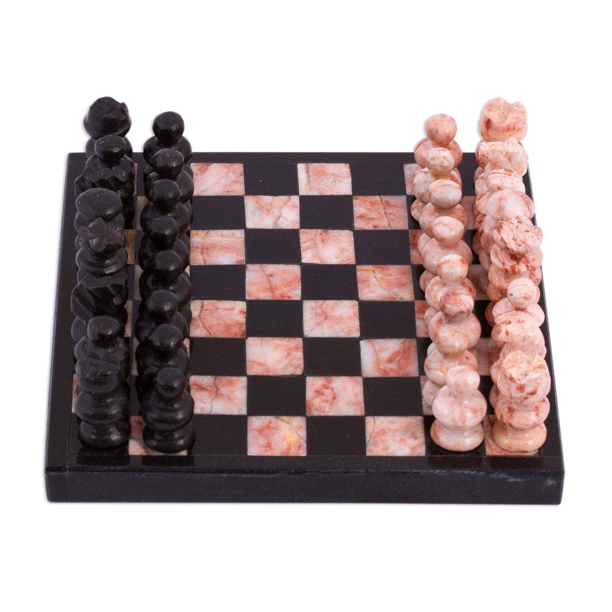 Black and Pink Marble Mini Chess Set L35202