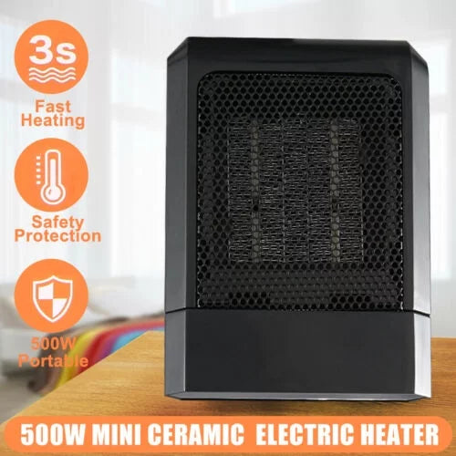 500W Mini Black Ceramic Electric Heater J2801