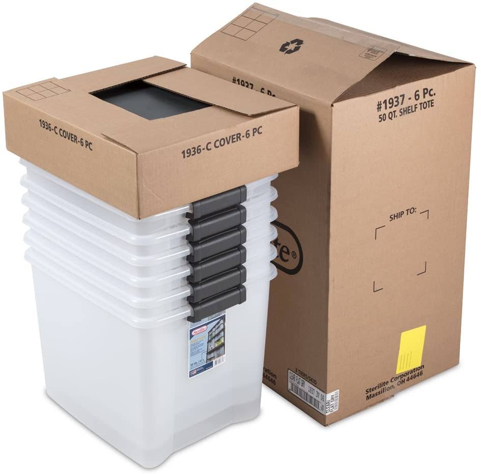 50 Quart Clear Stackable Latching Storage Tote (18 Pack) W21237
