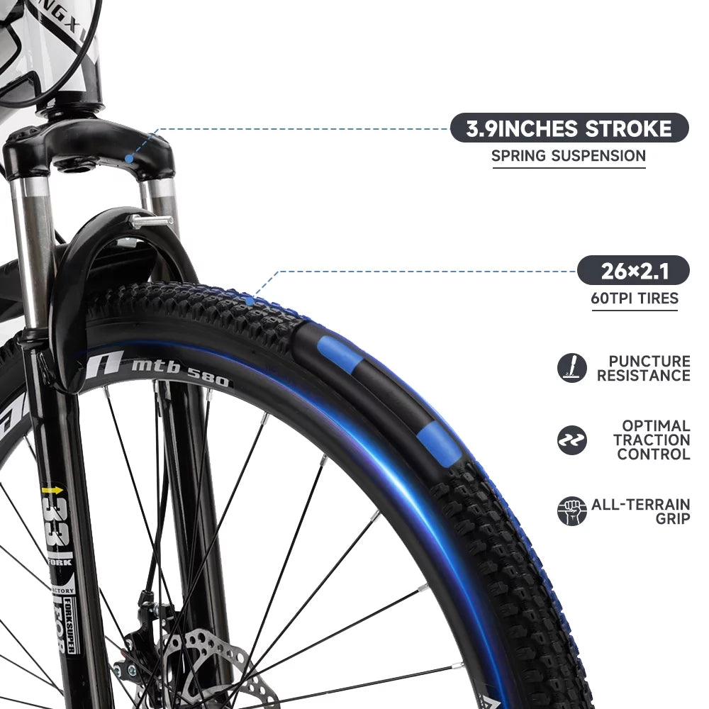 Full Suspension 21 Speed 26 inch Dual Disc Brake Mountain Bike W4996