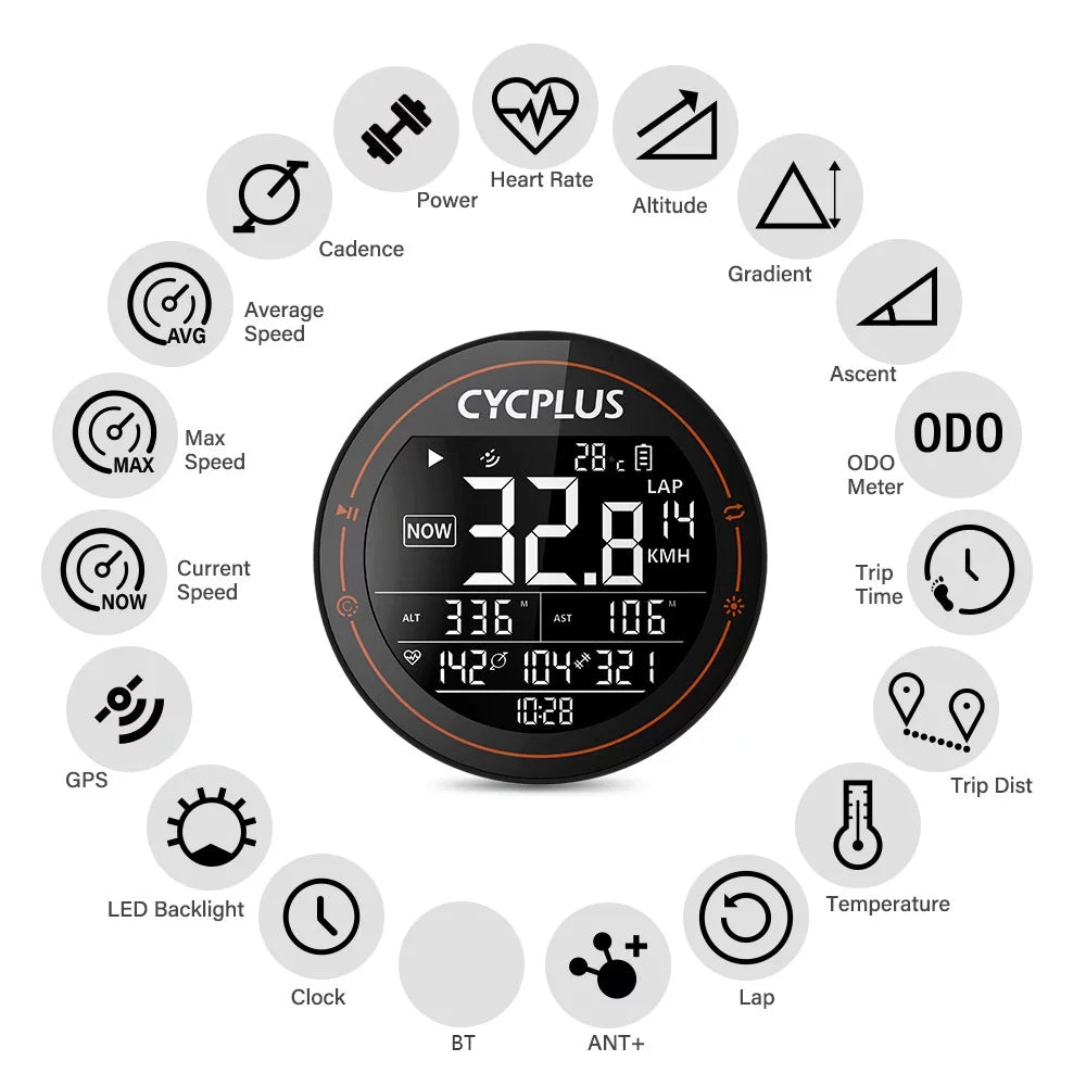 Wireless Bike Computer Speedometer Waterproof with Cadence Sensor Heart Rate Monitor B891416