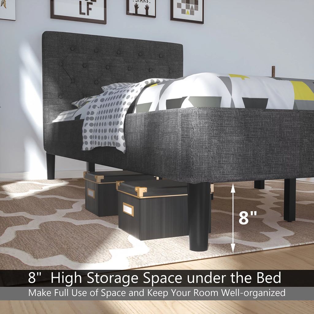 Twin Upholstered Bed Frame with Headboard Y904860