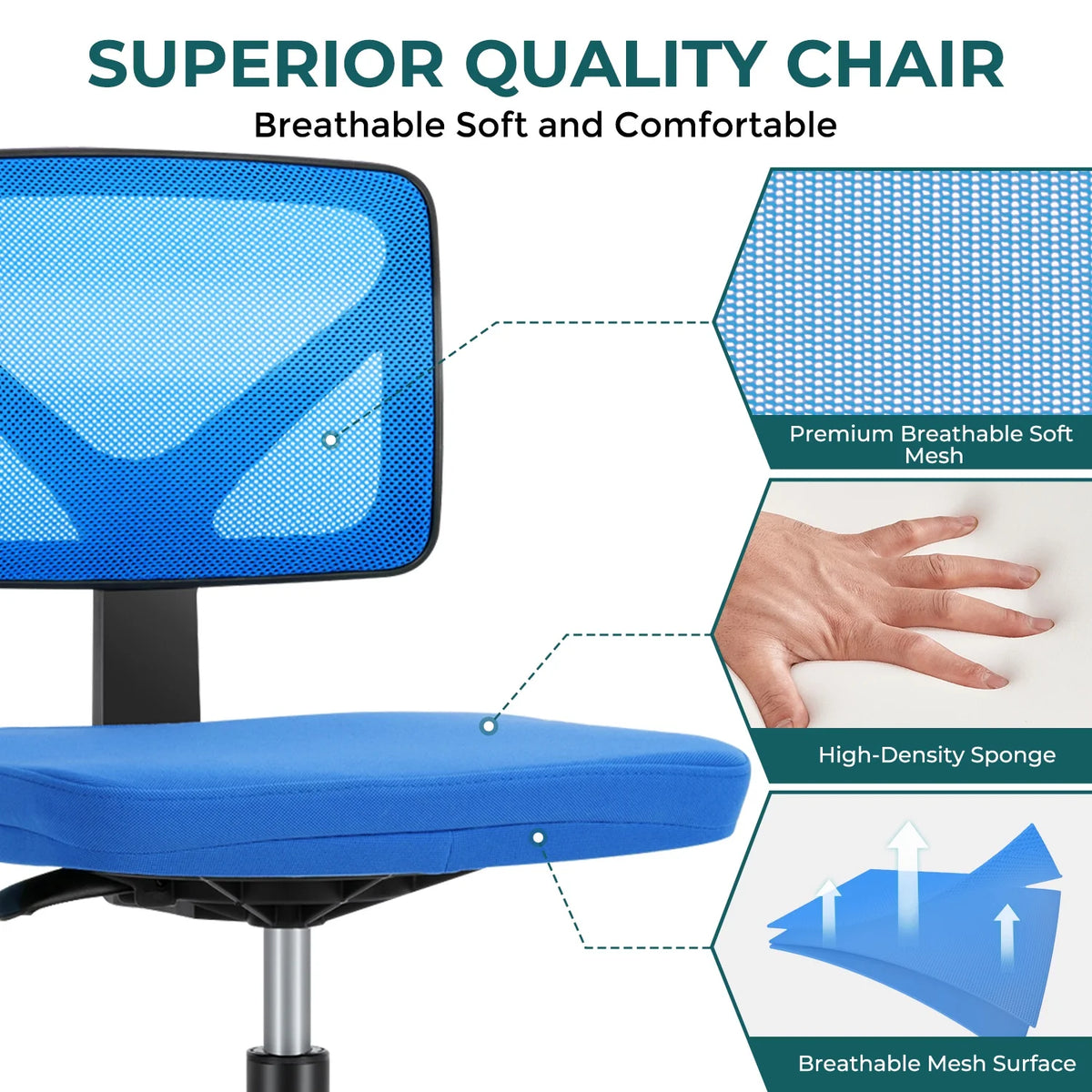 Armless Desk Chair with Lumbar Support I486541