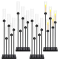4 Pcs Black Metal Candelabra Candle Holder M398