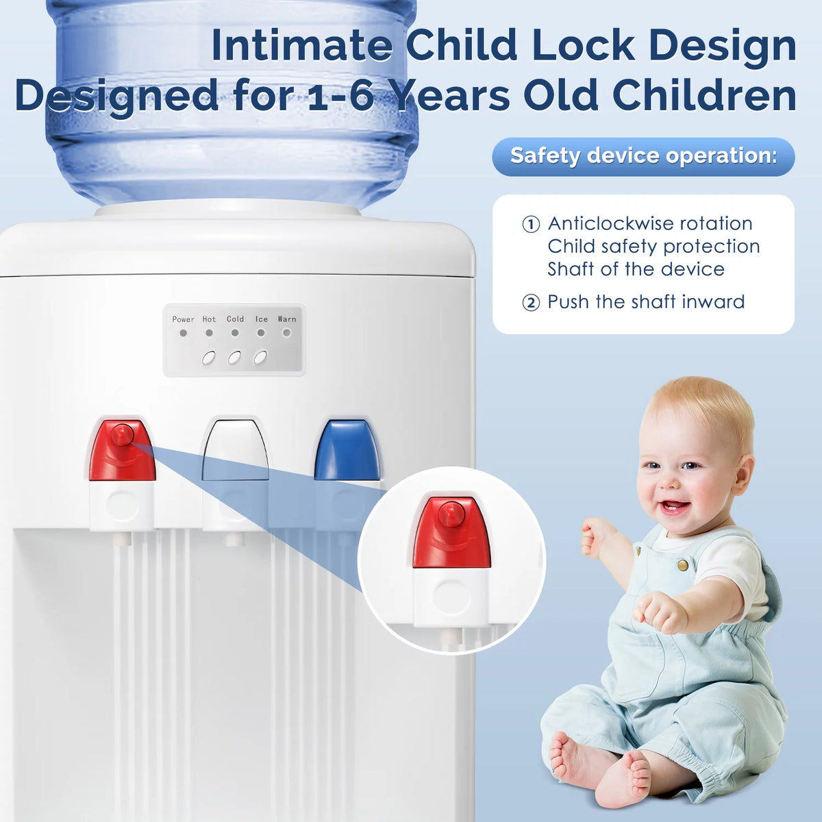 White Top Loading Water Cooler Dispenser with Ice Maker Q9749
