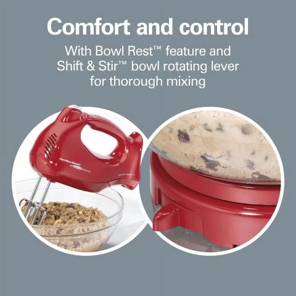 Red 6 Speeds Stand and Hand Mixer Q265544