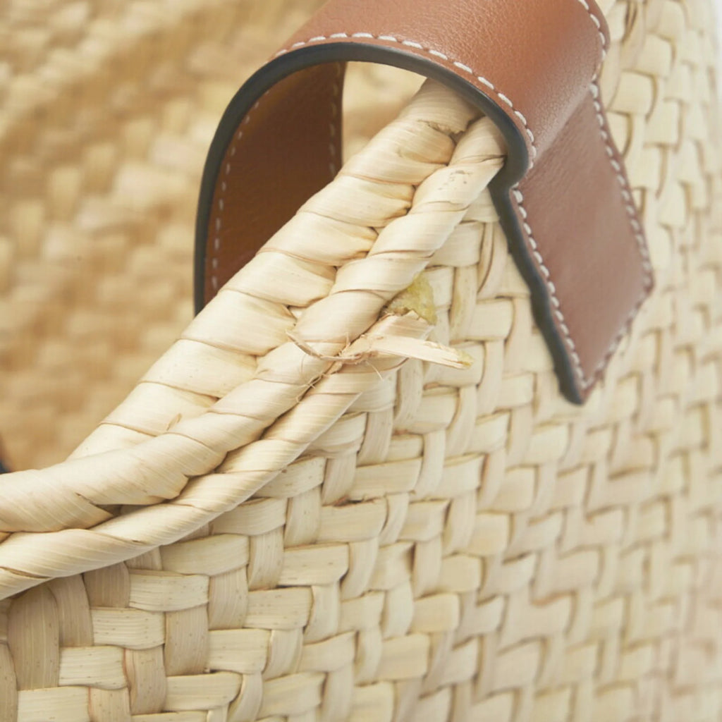 Natural Brown Raffia Leather Small Handbag M5718