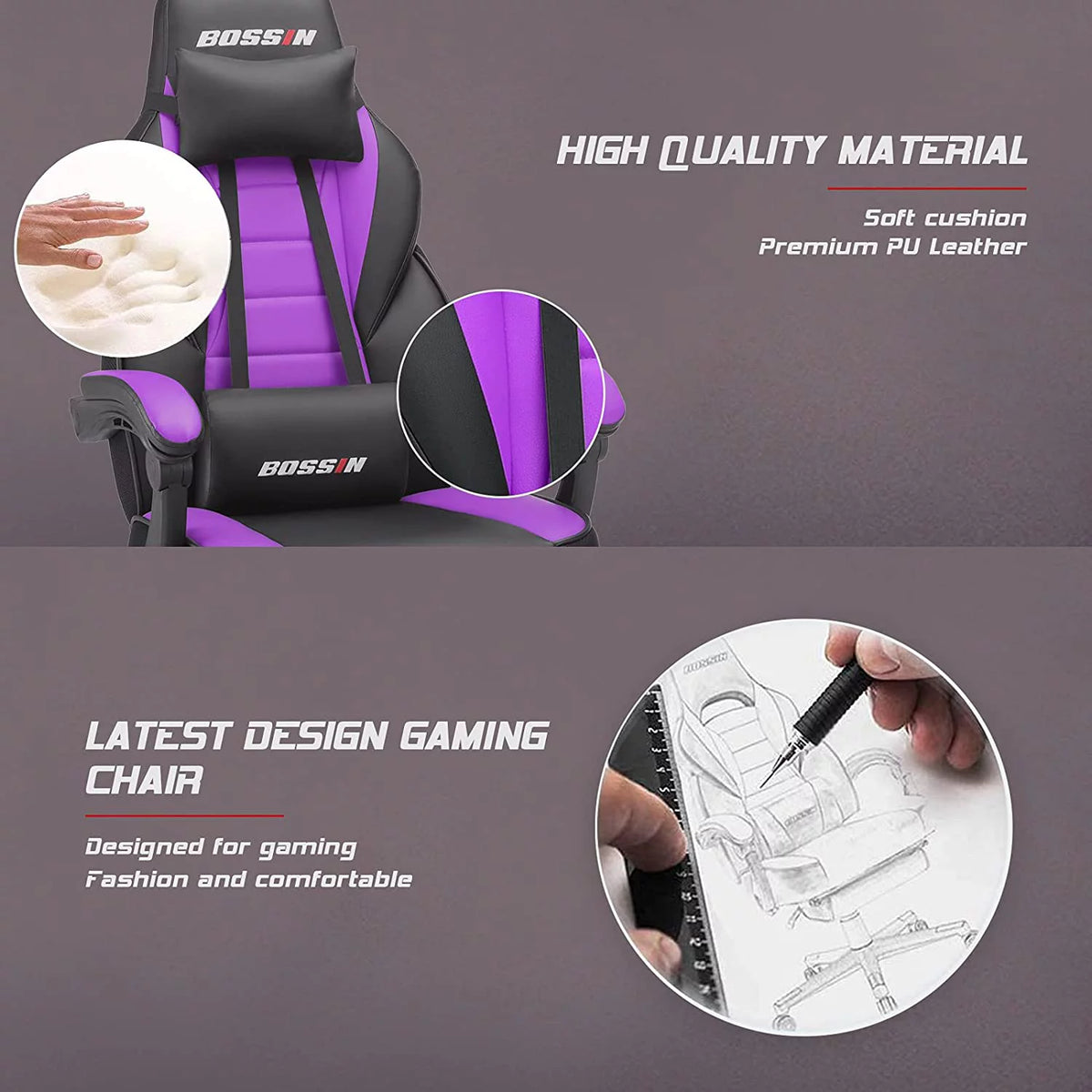 Gaming Chair with Footrest and Lumbar Support E109440