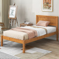 Twin Platform Bed Frame with Headboard and Wood Slat Support P190