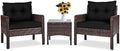 3 Piece Outdoor Rattan Sectional Sofa Set with Seat Cushions J495