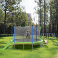 14FT Trampoline with Enclosure Slide Swing & Basketball Hoop A526426