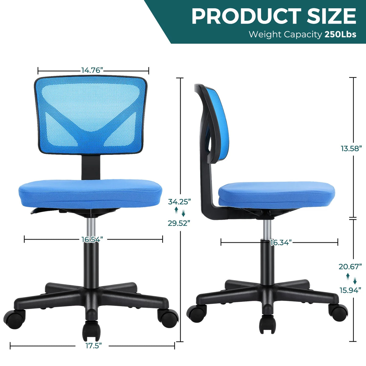 Armless Desk Chair with Lumbar Support I486541