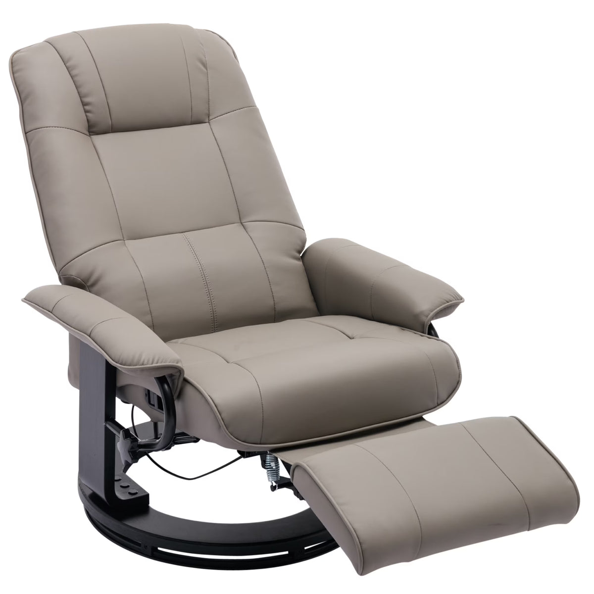 Grey Faux Leather Manual Swivel Recliner with Footrest C20539