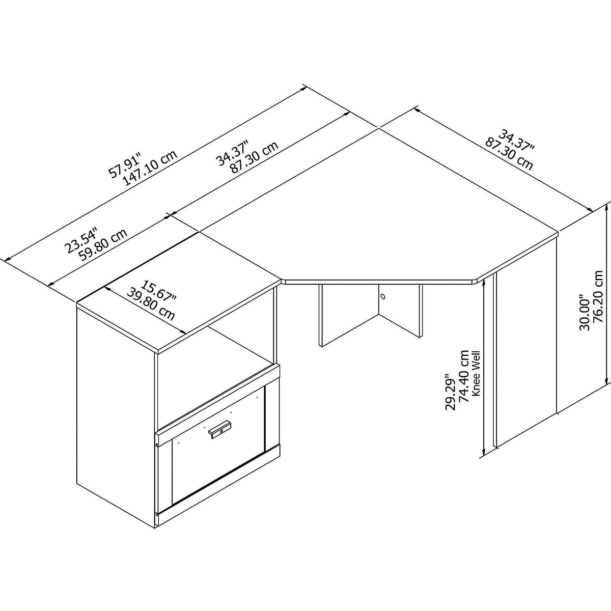 Corner Desk with Lateral File Cabinet Z1003