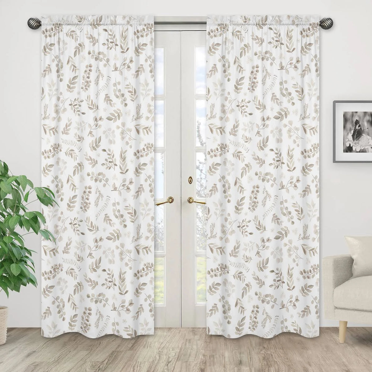 Botanical Taupe Window Panels, Set of 2 Z7249