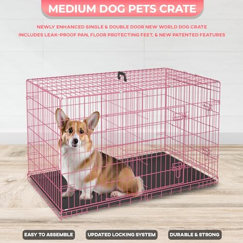 Black 48 Inch Folding Metal Dog Crate with Divider Panel H27836