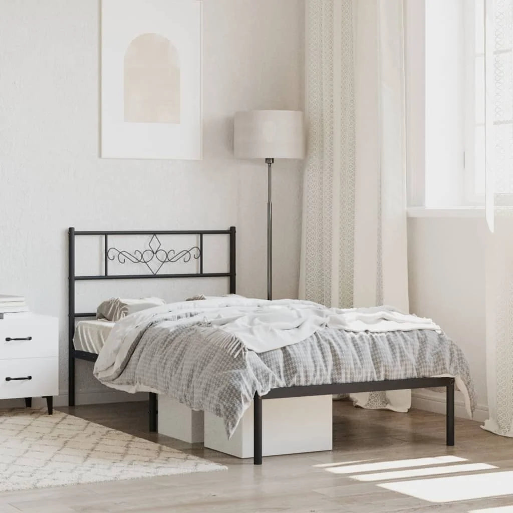 Black Metal Bed Frame with Headboard X272