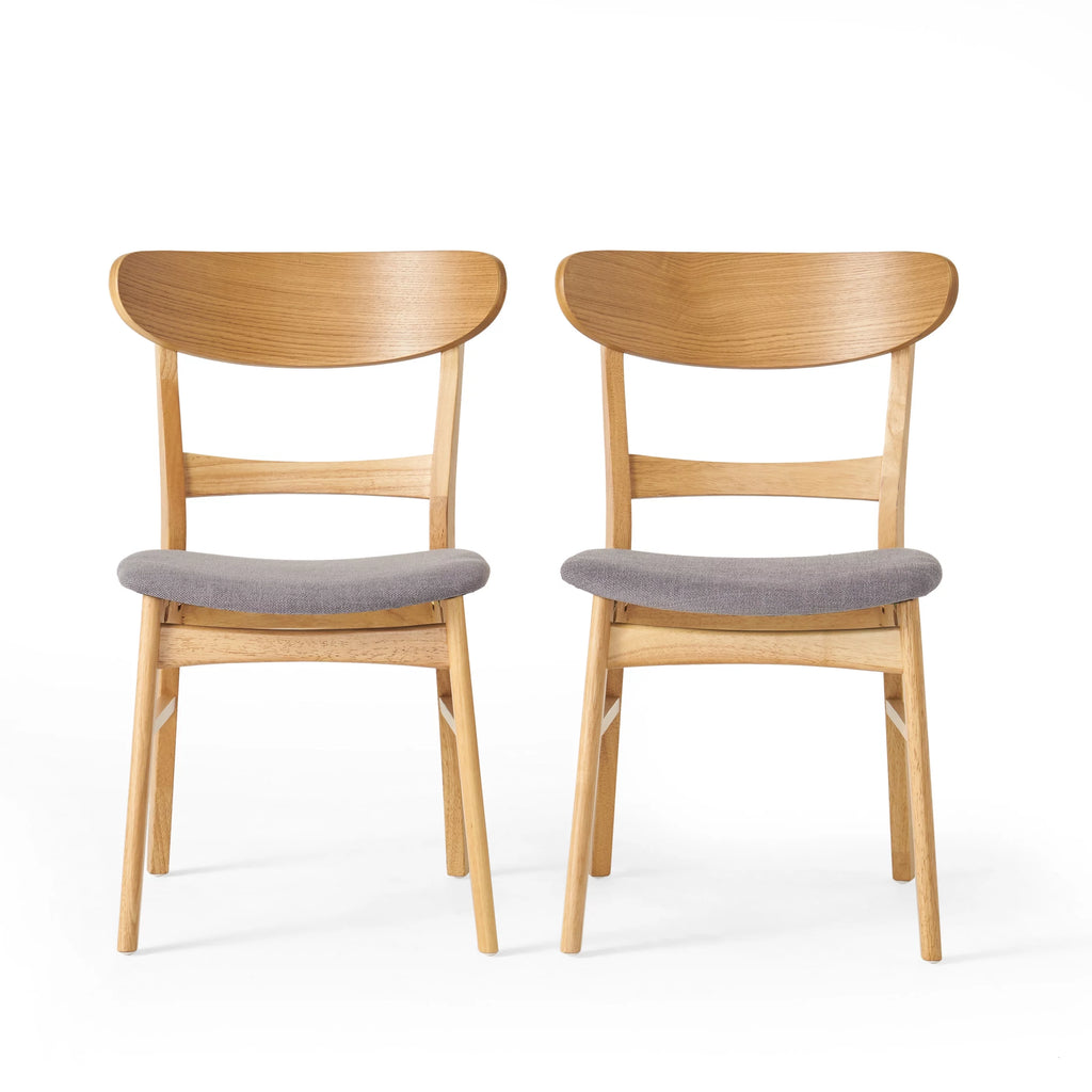 Mid Century Modern Fabric Upholstered Wood Dining Chairs, Set of 2 J985104