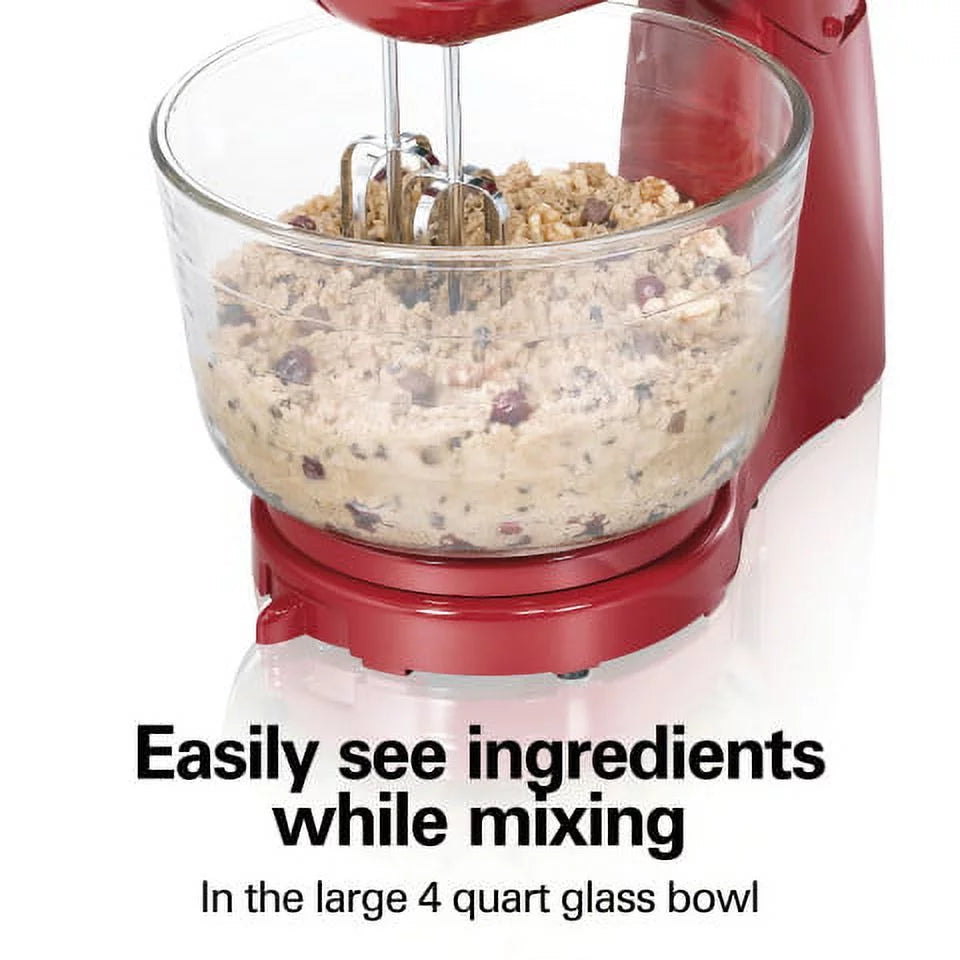 Red 6 Speeds Stand and Hand Mixer Q265544