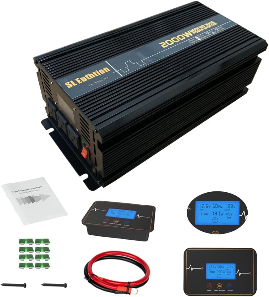 2000W Power Inverter 12V DC to 120V AC with LCD Display USB Port Y75660