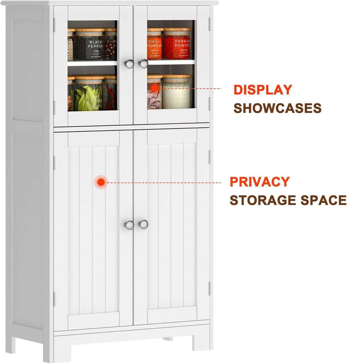 White Freestanding Kitchen Pantry Storage Cabinet K6645