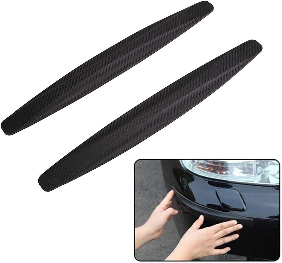 Car Front Rear Bumper Protector Anti-Collision Rubber Strips Pack of 2 White W451