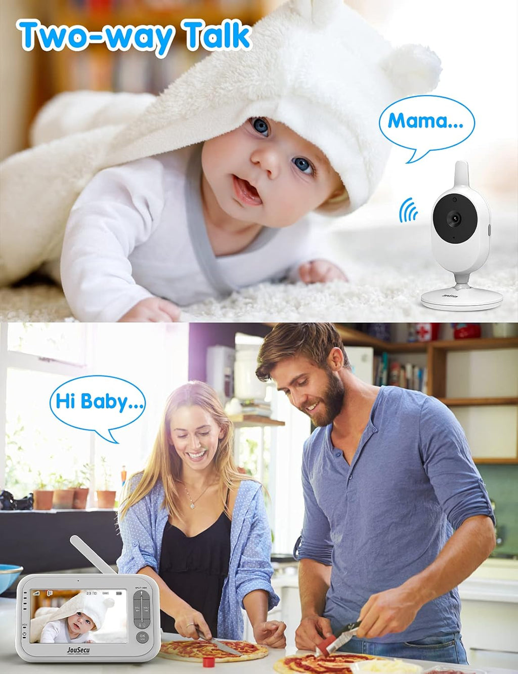 Baby Monitor with Camera and Audio 4.3 Inches LCD Split Screen R709390