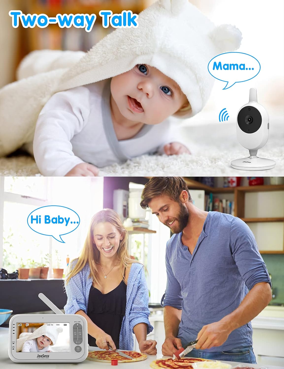 Baby Monitor with Camera and Audio 4.3 Inches LCD Split Screen R709390