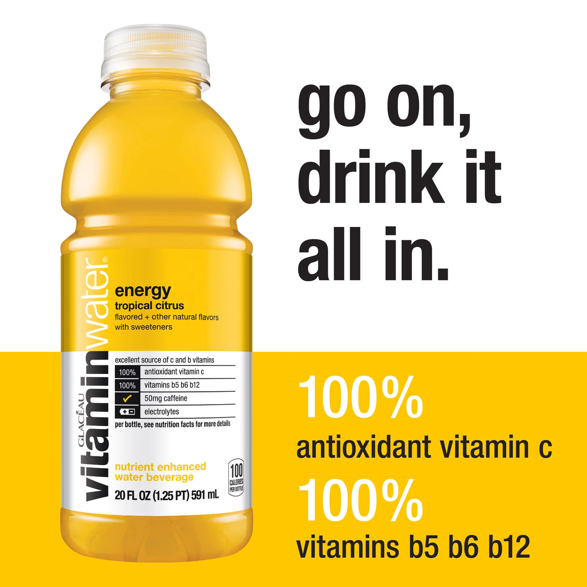 Tropical Citrus Vitaminwater, 20 Fl Oz, 12 Count Bottles L2791