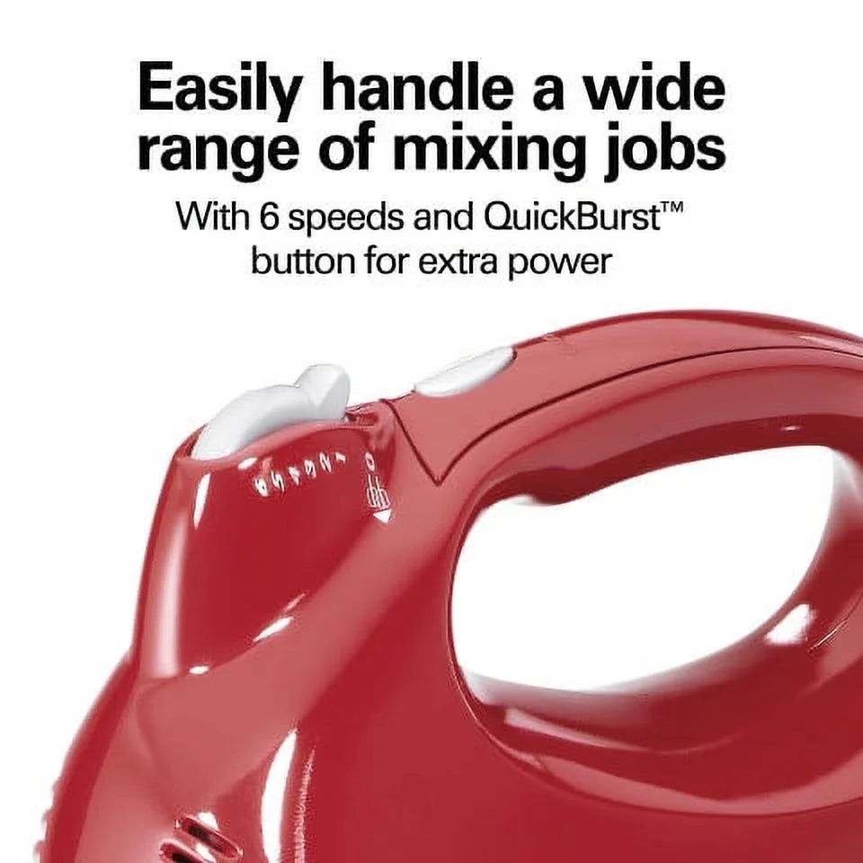 Red 6 Speeds Stand and Hand Mixer Q265544