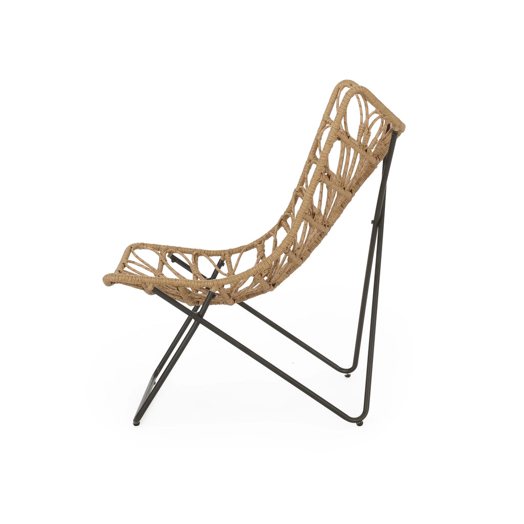 Light Brown and Black Wicker Accent Chairs Set of 2 K2904
