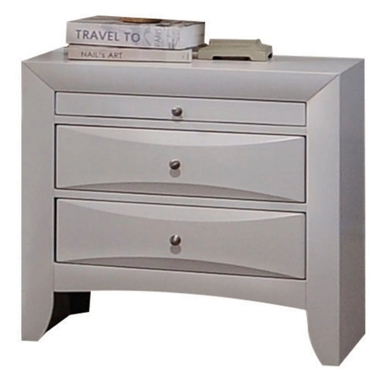 White 2 Drawer Wood Nightstand D461