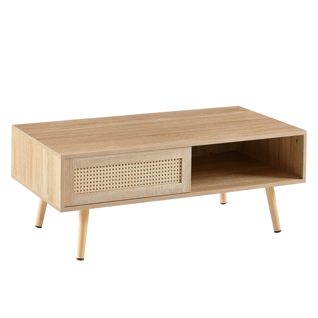 41.34" Rattan Coffee Table with Sliding Door Storage S408806