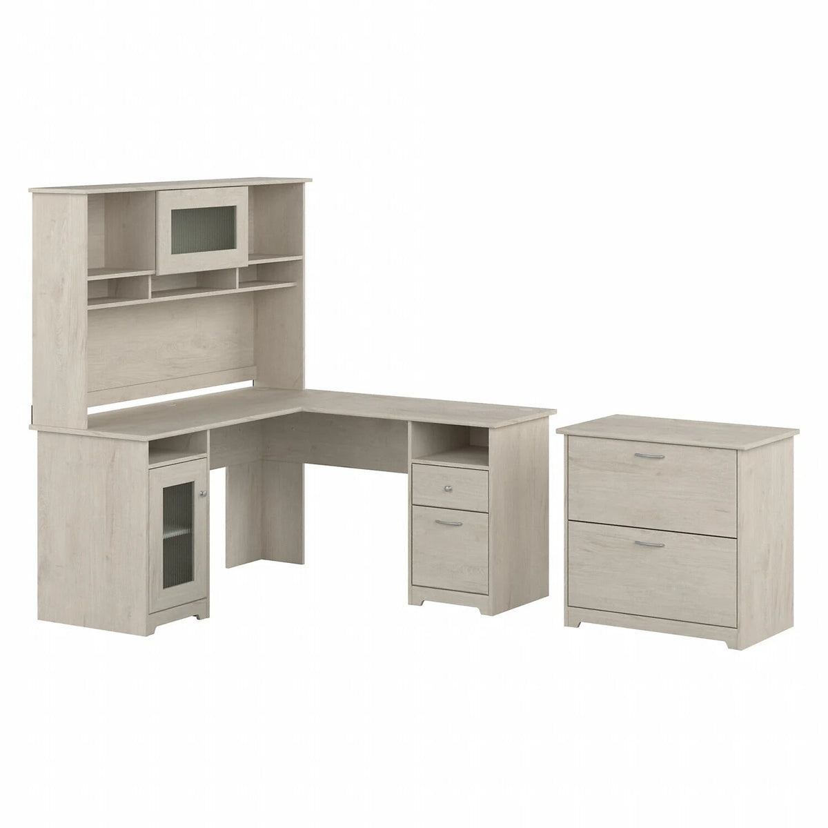 L Shaped Computer Desk With Hutch And Lateral File Cabinet X414163