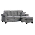 Gray Velvet Sectional Sofa with Reversible Chaise O349