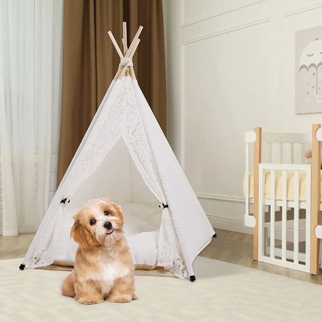 Pet Teepee Tent with Luxury Cushion, L, Washable S848