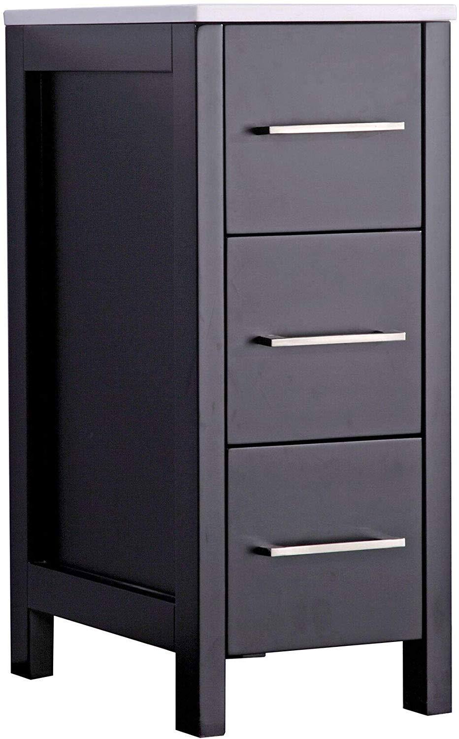 12 inch Wide Bathroom Vanity Cabinet with Ceramic Top H91067