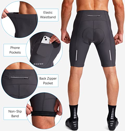 Men's Bike Shorts 3D Padded Cycling UPF 50+ Zipper Pockets N4892