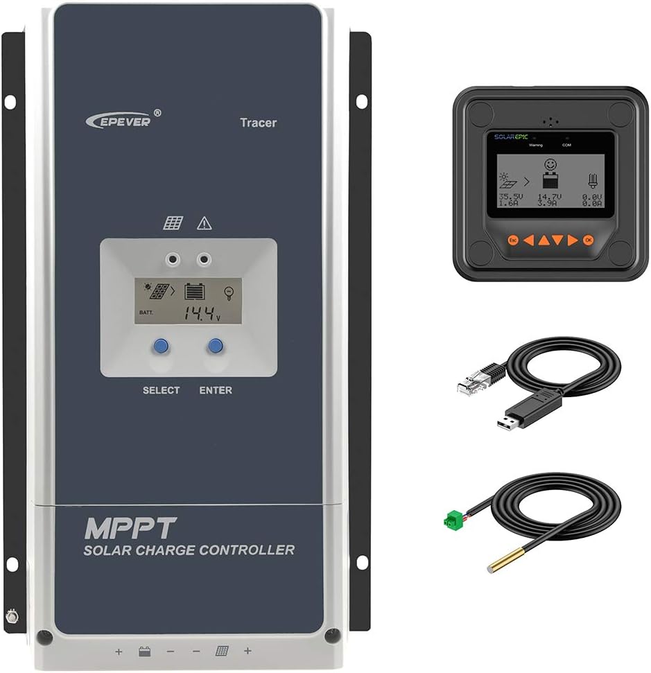 MPPT Solar Charge Controller 80A Negative Ground 200V with Remote Meter A7654