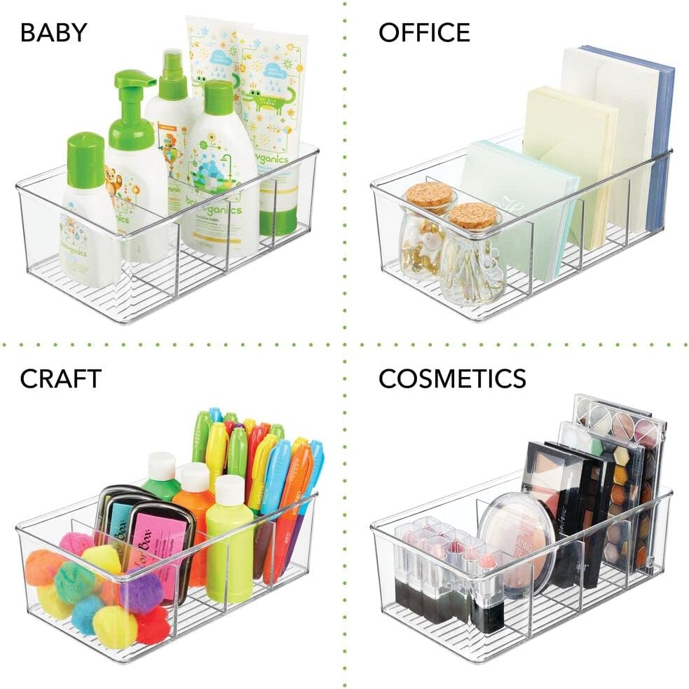 Clear 4 Pack Plastic Storage Organizer Bin B2309