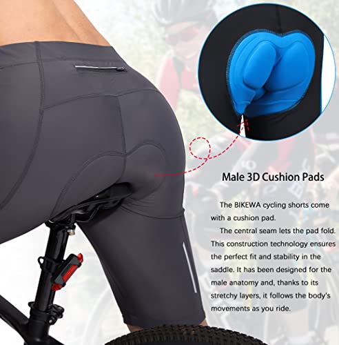 Men's Bike Shorts 3D Padded Cycling UPF 50+ Zipper Pockets N4892