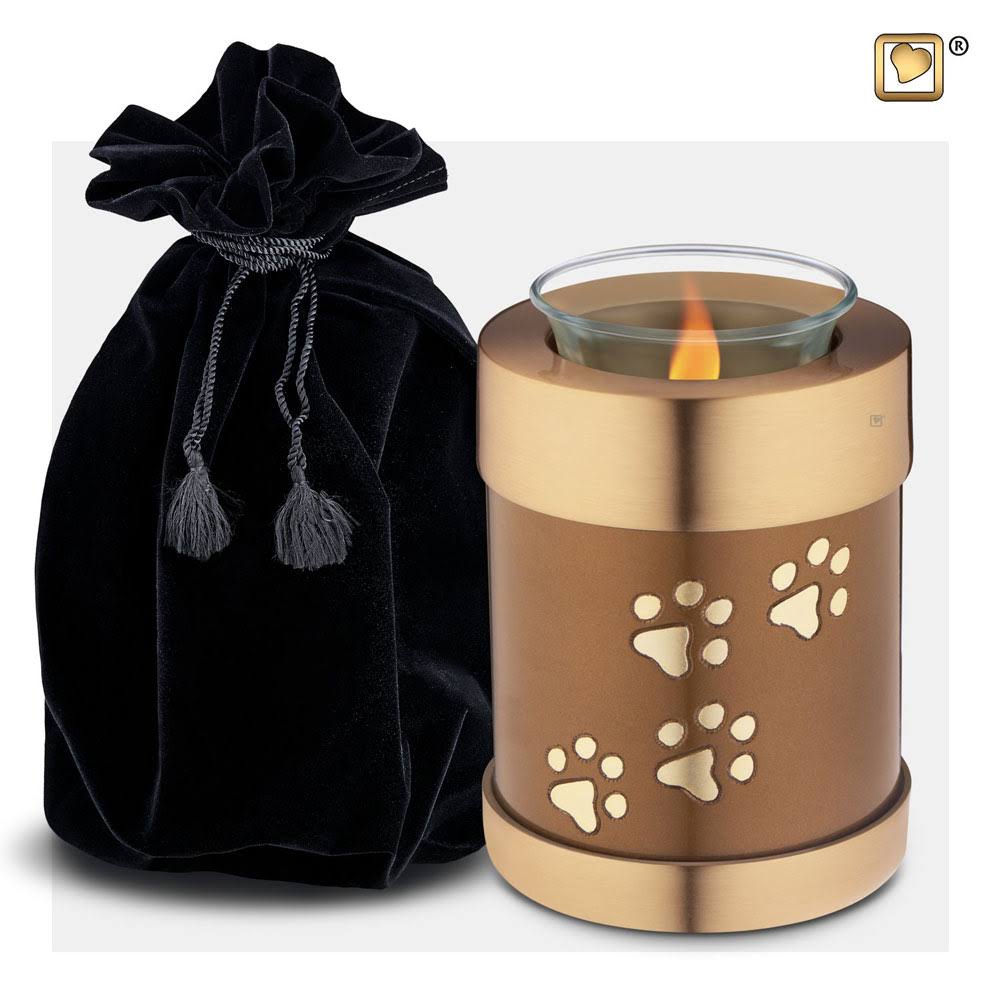 Bronze Paw Prints Tealight Candle Urn E70454