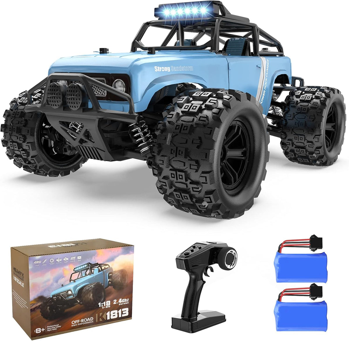 40 Km/h High Speed 1:18 Scale 4wd Off Road Rc Truck with 2 Rechargeable Batteries W799497