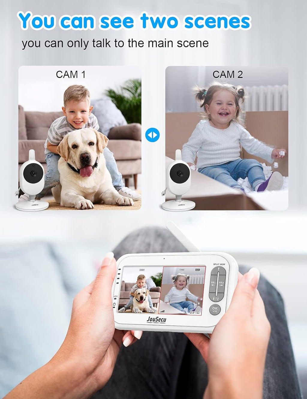 Baby Monitor with Camera and Audio 4.3 Inches LCD Split Screen R709390