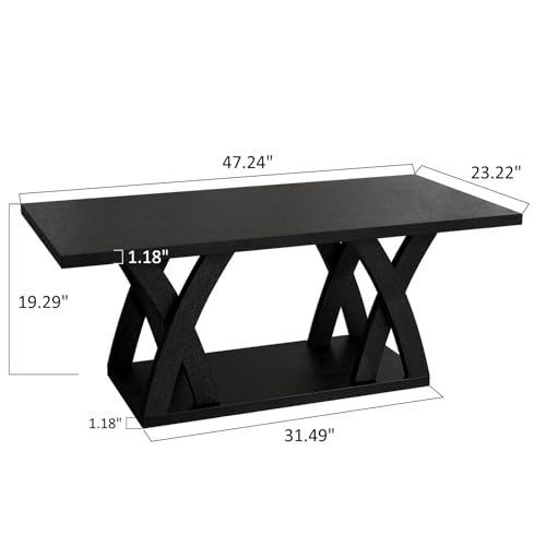 Dark Brown Wood Coffee Table with Shelf M6480