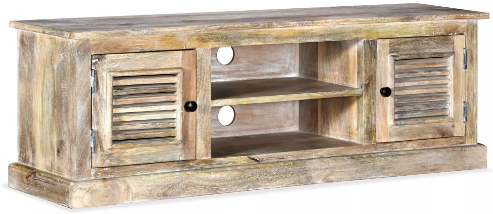 White Solid Mango Wood TV Cabinet 47.2x11.8x15.7 N3205